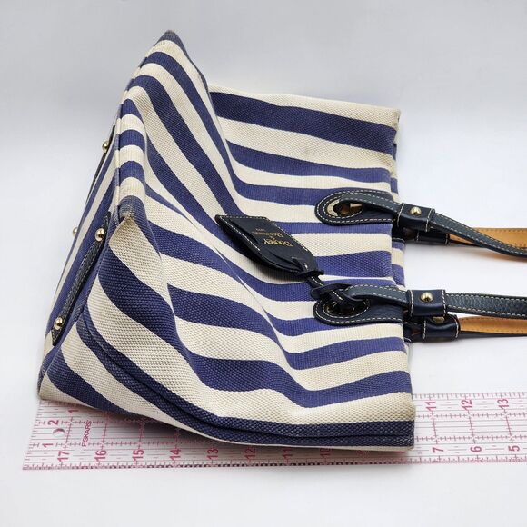 Dooney & Bourke Vintage Striped Canvas Tote Bag HTF - Picture 13 of 15